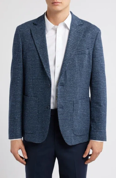 Nordstrom Glen Plaid Knit Cotton Blend Sport Coat In Navy Pepe Texture Plaid