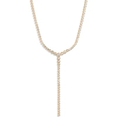 Nordstrom Graduated Bezel Cubic Zirconia Y Necklace In Gold
