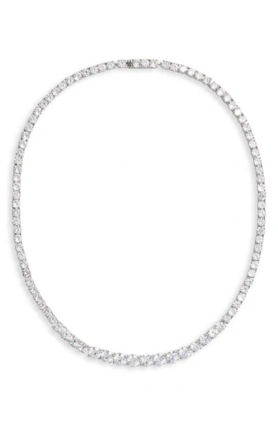 Nordstrom Graduated Cubic Zirconia Collar Necklace In Clear- Silver