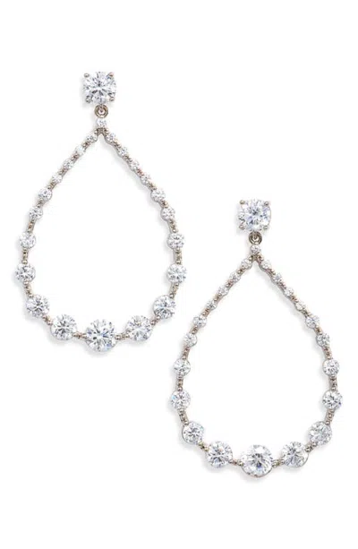 Nordstrom Graduated Cubic Zirconia Frontal Hoop Earrings In Silver
