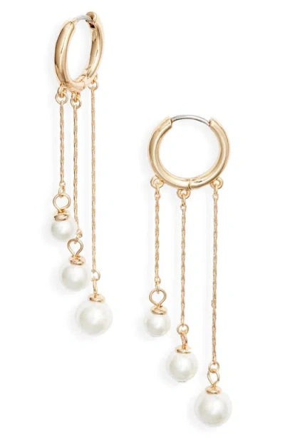 Nordstrom Graduated Faux Pearl Linear Drop Earrings In Gold
