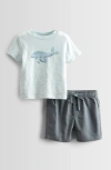 Nordstrom Babies'  Graphic T-shirt & Drawstring Shorts Set In Blue Wander Whale Friend- Grey