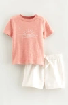 Nordstrom Babies'  Graphic T-shirt & Drawstring Shorts Set In Pink