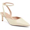 Nordstrom Greenwich Ankle Strap Pointed Toe Slingback Pump In Beige Wood Ash