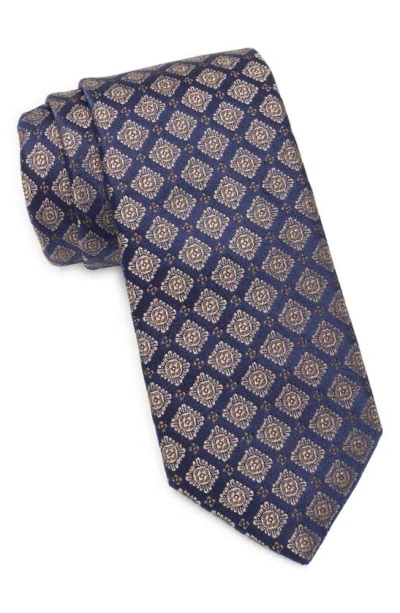 Nordstrom Halley Neat Silk Tie In Blue/ Taupe