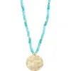 Nordstrom Hammered Coin Pendant Beaded Necklace