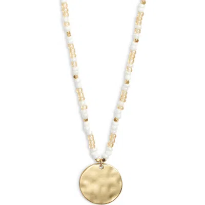 Nordstrom Hammered Coin Pendant Beaded Necklace