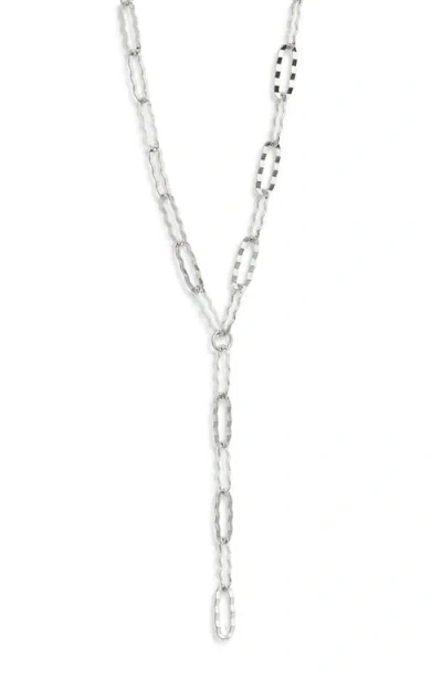 Nordstrom Hammered Paper Clip Chain Y-necklace In Metallic