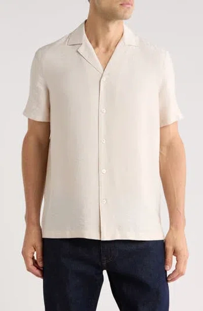 Nordstrom Hammered Satin Camp Shirt In Neutral