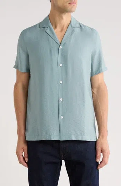 Nordstrom Hammered Satin Camp Shirt In Blue