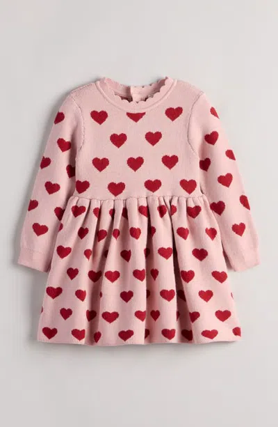Nordstrom Babies'  Heart Sweatshirt Dress In Pink
