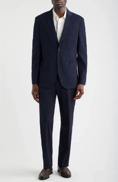 Nordstrom Henrik Trim Fit Navy Silk Seersucker Suit In Black