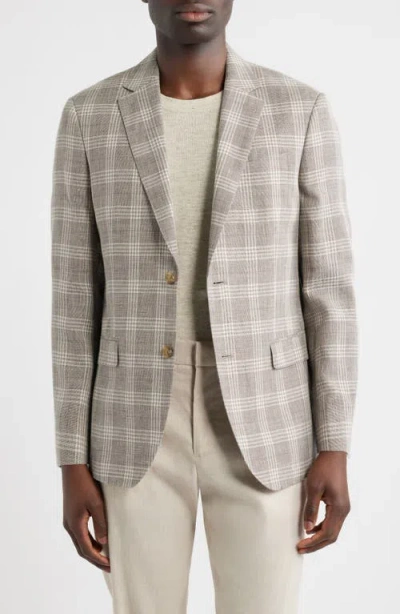 Nordstrom Henrik Trim Fit Plaid Slub Linen & Cotton Blend Sport Coat In Multi