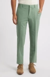 Nordstrom Trim Fit Flat Front Stretch Wool Dress Pants In Green