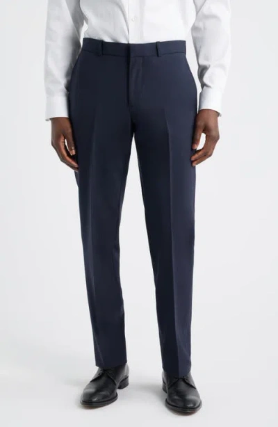 Nordstrom Henrik Trim Fit Solid Stretch Wool Suit Pants In Blue