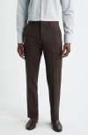 Nordstrom Henrik Trim Fit Solid Stretch Wool Suit Pants In Brown