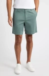Nordstrom Heron Flat Front Cotton Stretch Twill Chino Shorts In Green Balsam