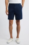 Nordstrom Heron Flat Front Cotton Stretch Twill Chino Shorts In Navy Blazer