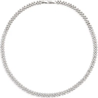 Nordstrom Herringbone Cubic Zirconia Collar Necklace In Metallic
