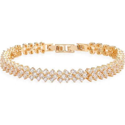 Nordstrom Herringbone Cubic Zirconia Tennis Bracelet In Clear- Gold