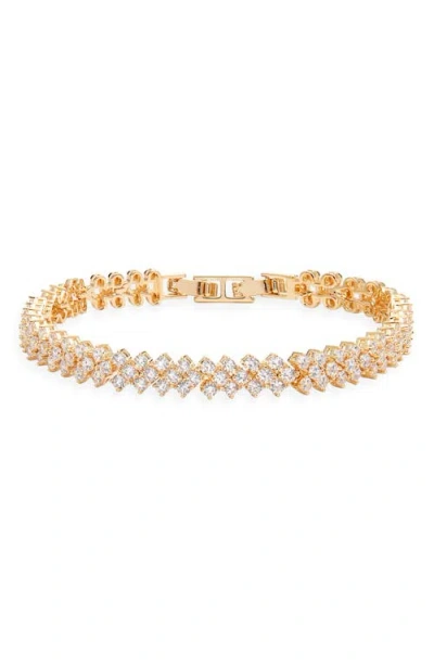 Nordstrom Herringbone Cubic Zirconia Tennis Bracelet In Gold
