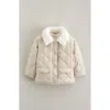 Nordstrom High Pile Fleece Collar Quilted Coat In Yellow