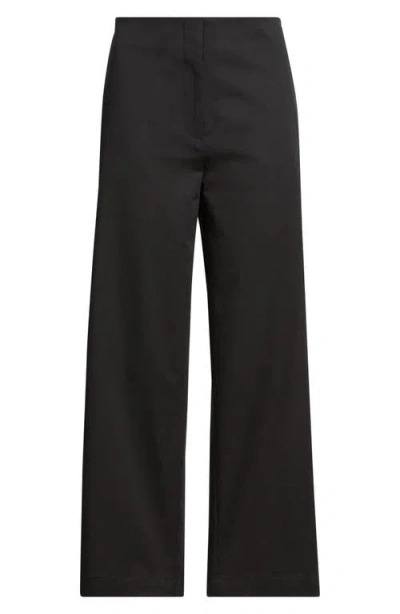 Nordstrom High Waist Stretch Cotton Wide Leg Pants In Black
