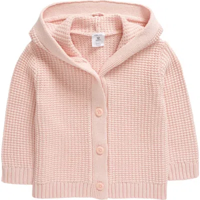 Nordstrom Babies'  Hooded Cotton Cardigan In Pink Lotus