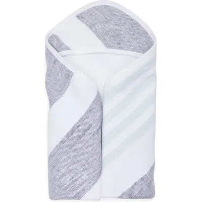 Nordstrom Babies'  Hooded Cotton Gauze Towel In White- Blue Multi Stripe