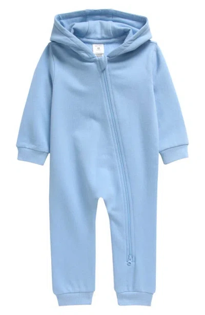 Nordstrom Kids'  Hooded Fleece Romper In Blue Worn