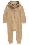 Nordstrom Hooded Pointelle Sweater Romper In Beige Hummus