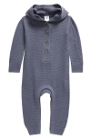 Nordstrom Babies'  Hooded Pointelle Sweater Romper In Grey Folkstone