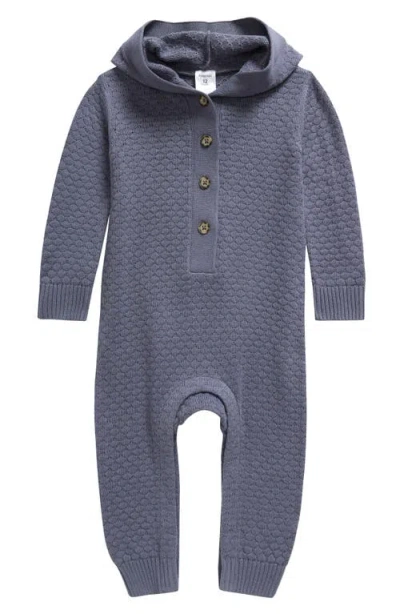 Nordstrom Babies'  Hooded Pointelle Sweater Romper In Grey Folkstone