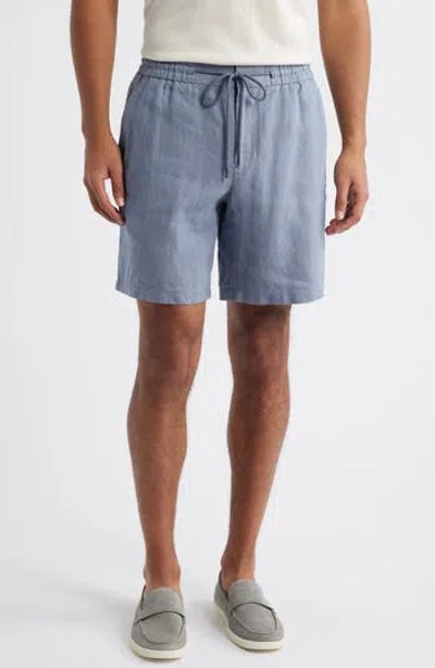 Nordstrom Hybrid City Flat Front Linen Shorts In Blue