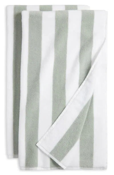 Nordstrom Hydrocotton Stripe Set Of 2 Bath Towels In Green Mirror Multi