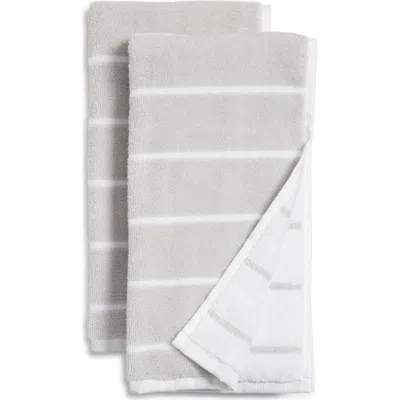 Nordstrom Hydrocotton Stripe Set Of 2 Hand Towels In Grey Vapor Multi