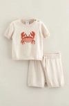 Nordstrom Babies'  Icon Short Sleeve Cotton Blend Sweater & Shorts Set In Neutral