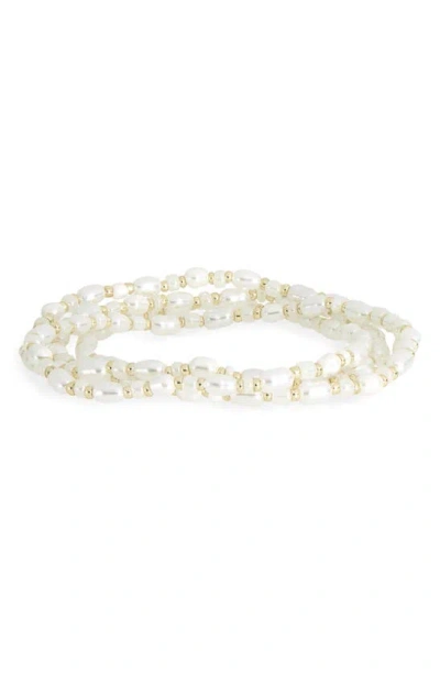 Nordstrom Imitation Pearl Convertible Bracelet/necklace In White