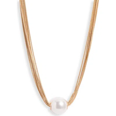 Nordstrom Imitation Pearl Multi-strand Necklace In Gold