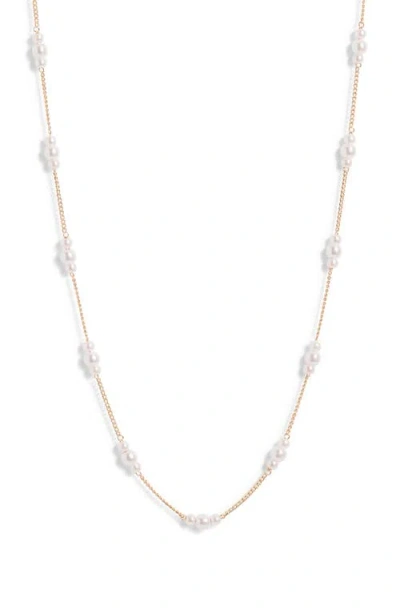 Nordstrom Imitation Pearl Station Necklace In Gold