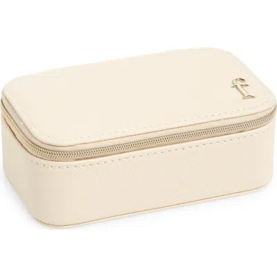 Nordstrom Initial Rectangular Jewelry Box In F- Cream- Gold