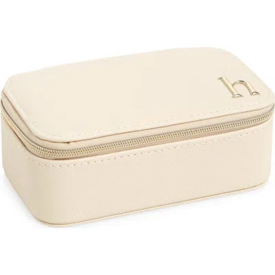 Nordstrom Initial Rectangular Jewelry Box In H- Cream- Gold