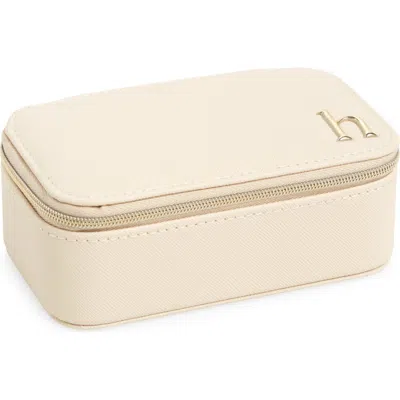 Nordstrom Initial Rectangular Jewelry Box In H- Cream- Gold