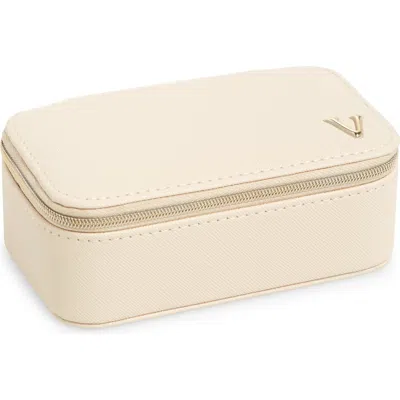 Nordstrom Initial Rectangular Jewelry Box In V- Cream- Gold