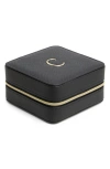 Nordstrom Initial Square Zip Travel Case In C- Black- Gold