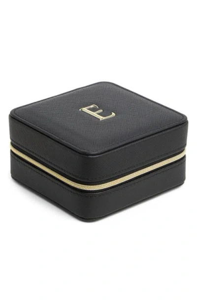 Nordstrom Initial Square Zip Travel Case In E- Black- Gold