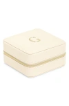 Nordstrom Initial Square Zip Travel Case In G- Cream- Gold