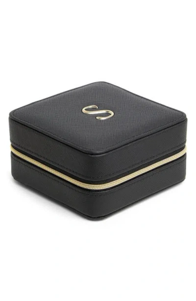 Nordstrom Initial Square Zip Travel Case In S- Black- Gold