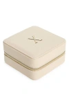 Nordstrom Initial Square Zip Travel Case In X- Cream- Gold