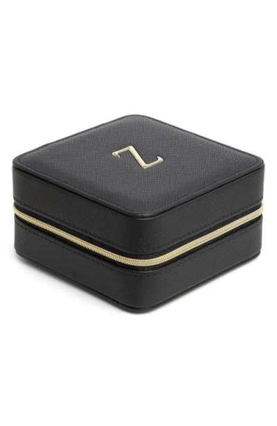 Nordstrom Initial Square Zip Travel Case In Z- Black- Gold